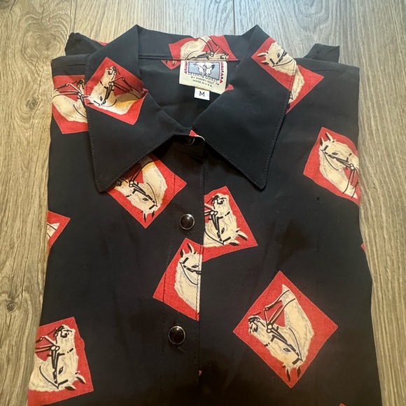 VTG Desert West By Sherry Holt AOP Horse Print Western Blouse Women's M 90’s USA - Picture 12 of 13